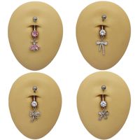 Casual Vacation Bow Knot 316 Stainless Steel  Alloy Plating Inlay Resin Rhinestones Pearl White Gold Plated Gold Plated Women's Belly Ring main image 2