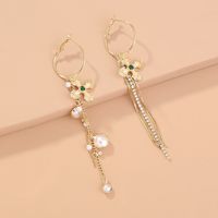 1 Pair Elegant Luxurious Flower Inlay Artificial Pearl Resin Copper Artificial Pearls Drop Earrings sku image 1