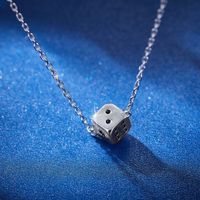 Sterling Silver White Gold Plated Elegant Lady Streetwear Epoxy Plating Geometric Dice Earrings Necklace main image 5