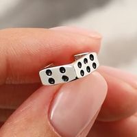 Sterling Silver White Gold Plated Elegant Lady Streetwear Epoxy Plating Geometric Dice Earrings Necklace main image 6