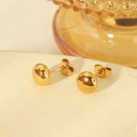 1 Pair IG Style Vintage Style Round Plating 304 Stainless Steel 18K Gold Plated Ear Studs main image 3