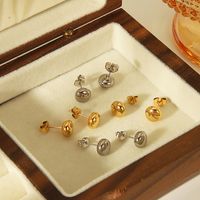 1 Pair IG Style Vintage Style Round Plating 304 Stainless Steel 18K Gold Plated Ear Studs main image 1