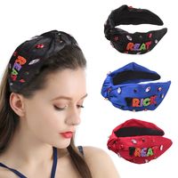 Women's Modern Style Korean Style Letter Cloth Inlay Rhinestones Hair Band main image 1