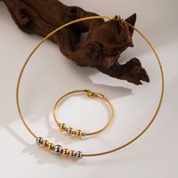 304 Stainless Steel 18K Gold Plated Exaggerated Simple Style Beaded Round Jewelry Set main image 1