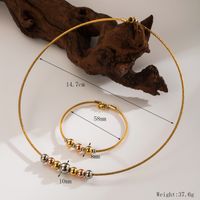 304 Stainless Steel 18K Gold Plated Exaggerated Simple Style Beaded Round Jewelry Set main image 2
