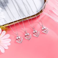 Plata Esterlina Estilo IG Básico Estilo Clásico Embutido Doble Corazon Forma De Corazón Circón Collar Colgante main image 1