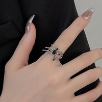 Simple Style Irregular Stainless Steel Enamel Hollow Out Open Rings sku image 1