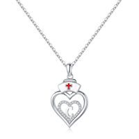 Sterling Silver IG Style Basic Classic Style Inlay Double Heart Heart Shape Zircon Pendant Necklace sku image 1