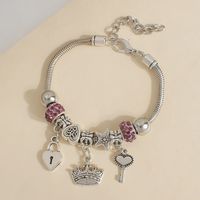 Wholesale Jewelry Casual Romantic Simple Style Heart Shape Dragonfly Key Alloy Rhinestones Beaded Handmade Inlay Bracelets sku image 4