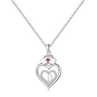Sterling Silber IG-Stil Basic Klassischer Stil Inlay Doppeltes Herz Herzform Zirkon Halskette Mit Anhänger sku image 2