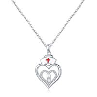 Sterling Silver IG Style Basic Classic Style Inlay Double Heart Heart Shape Zircon Pendant Necklace sku image 4