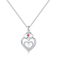 Plata Esterlina Estilo IG Básico Estilo Clásico Embutido Doble Corazon Forma De Corazón Circón Collar Colgante sku image 8