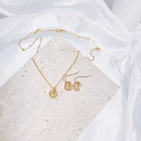 Copper Gold Plated Vintage Style Simple Style Classic Style Shiny Metallic Letter Jewelry Set sku image 3