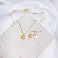 Copper Gold Plated Vintage Style Simple Style Classic Style Shiny Metallic Letter Jewelry Set sku image 4