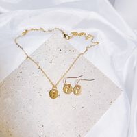 Copper Gold Plated Vintage Style Simple Style Classic Style Shiny Metallic Letter Jewelry Set sku image 5