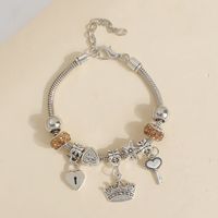 Wholesale Jewelry Casual Romantic Simple Style Heart Shape Dragonfly Key Alloy Rhinestones Beaded Handmade Inlay Bracelets sku image 1