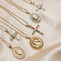 Copper 18K Gold Plated Simple Style Classic Style Inlay Cross Zircon Pendant Necklace main image 1