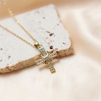 Copper 18K Gold Plated Simple Style Classic Style Inlay Cross Zircon Pendant Necklace main image 2