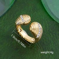 Copper 18K Gold Plated Vintage Style Plating Inlay Solid Color Zircon Open Rings main image 2