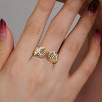 Copper 18K Gold Plated Vintage Style Plating Inlay Solid Color Zircon Open Rings main image 5