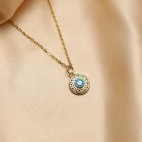 Wholesale IG Style Classic Style Triangle Palm Eye Copper Inlay 18K Gold Plated Natural Stone Zircon Pendant Necklace sku image 1