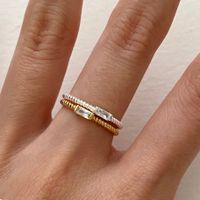 1 Piece Simple Style Square Sterling Silver Inlay Zircon Open Ring sku image 2