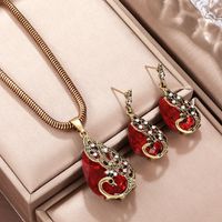 Casual Simple Style Peacock Water Droplets Gold Plated Alloy Crystal Alloy Wholesale Jewelry Set main image 5