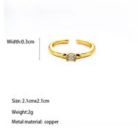 Kupfer Vergoldet Elegant Glam Luxuriös Inlay Carving Einfarbig Zirkon Offener Ring sku image 3