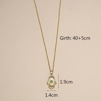 Wholesale IG Style Classic Style Triangle Palm Eye Copper Inlay 18K Gold Plated Natural Stone Zircon Pendant Necklace main image 2