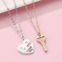 Casual Cute Classic Style Heart Shape Key Lock Alloy Zinc Kid'S Pendant Necklace main image 4