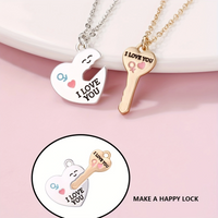Casual Cute Classic Style Heart Shape Key Lock Alloy Zinc Kid'S Pendant Necklace main image 3