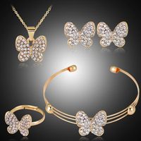 Casual Simple Style Peacock Water Droplets Gold Plated Alloy Crystal Alloy Wholesale Jewelry Set sku image 1