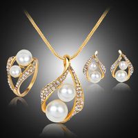 Casual Hip-Hop Luxurious Geometric Heart Shape Crown Gold Plated Artificial Pearls Crystal Alloy Wholesale Jewelry Set main image 1