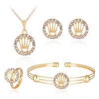 Casual Hip-Hop Luxurious Geometric Heart Shape Crown Gold Plated Artificial Pearls Crystal Alloy Wholesale Jewelry Set main image 7