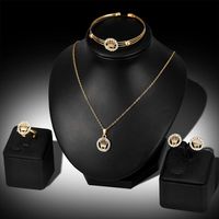 Casual Hip-Hop Luxurious Geometric Heart Shape Crown Gold Plated Artificial Pearls Crystal Alloy Wholesale Jewelry Set main image 8