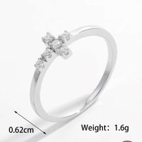 Sterling Silver White Gold Plated Elegant Romantic Solid Color Plating Inlay Cross Zircon Rings sku image 4