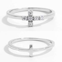 Sterling Silver White Gold Plated Elegant Romantic Solid Color Plating Inlay Cross Zircon Rings main image 1