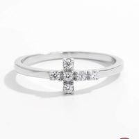 Sterling Silver White Gold Plated Elegant Romantic Solid Color Plating Inlay Cross Zircon Rings main image 4
