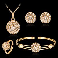 Casual Hip-Hop Luxurious Geometric Heart Shape Crown Gold Plated Artificial Pearls Crystal Alloy Wholesale Jewelry Set sku image 3