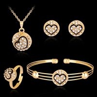Casual Hip-Hop Luxurious Geometric Heart Shape Crown Gold Plated Artificial Pearls Crystal Alloy Wholesale Jewelry Set sku image 4