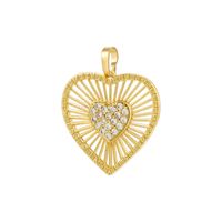 1 Piece Hole 3~3.9mm Copper Zircon 18K Gold Plated Heart Shape Polished Pendant sku image 1