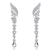 1 Pair Elegant Business Shiny Tassel Inlay Alloy Crystal Rhinestones Gold Plated Drop Earrings sku image 1