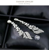 1 Pair Elegant Business Shiny Tassel Inlay Alloy Crystal Rhinestones Gold Plated Drop Earrings main image 5