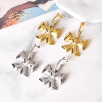 1 Pair Casual Simple Style Bow Knot Ginkgo Leaf Plating Titanium Steel Drop Earrings main image 6