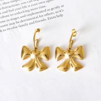 1 Pair Casual Simple Style Bow Knot Ginkgo Leaf Plating Titanium Steel Drop Earrings sku image 3