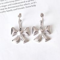 1 Pair Casual Simple Style Bow Knot Ginkgo Leaf Plating Titanium Steel Drop Earrings sku image 1