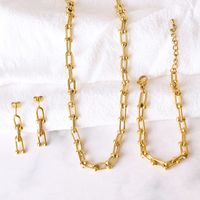 Titanium Steel Simple Style Plating Chain U Shape Bracelets Earrings Necklace sku image 4