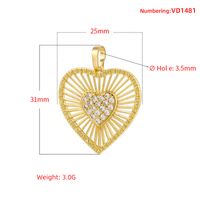 1 Piece Hole 3~3.9mm Copper Zircon 18K Gold Plated Heart Shape Polished Pendant main image 2