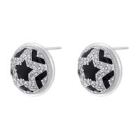 1 Pair Hip-Hop Cool Style Pentagram Round Square Plating Inlay Copper Zircon 18K Gold Plated Ear Studs main image 5