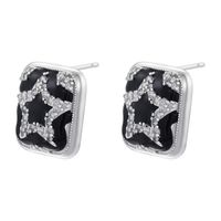 1 Pair Hip-Hop Cool Style Pentagram Round Square Plating Inlay Copper Zircon 18K Gold Plated Ear Studs main image 3